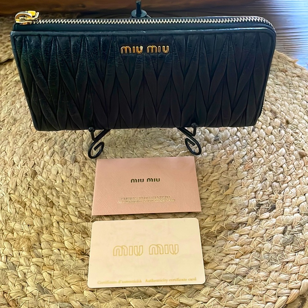 (Mt151) Authentic Miu Miu Matelasse Zipper Wallet - image 1